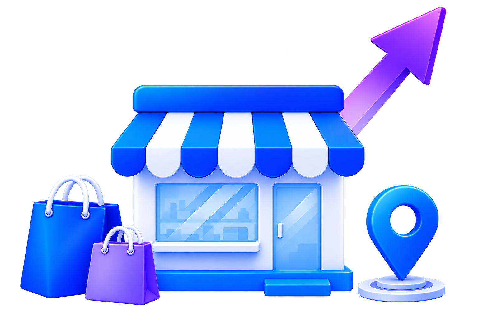 Storefront illustration representing retail, wholesale and distribution